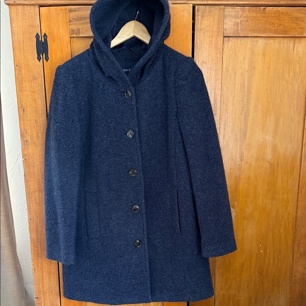 Lands' End Navy Hooded Pea Coat